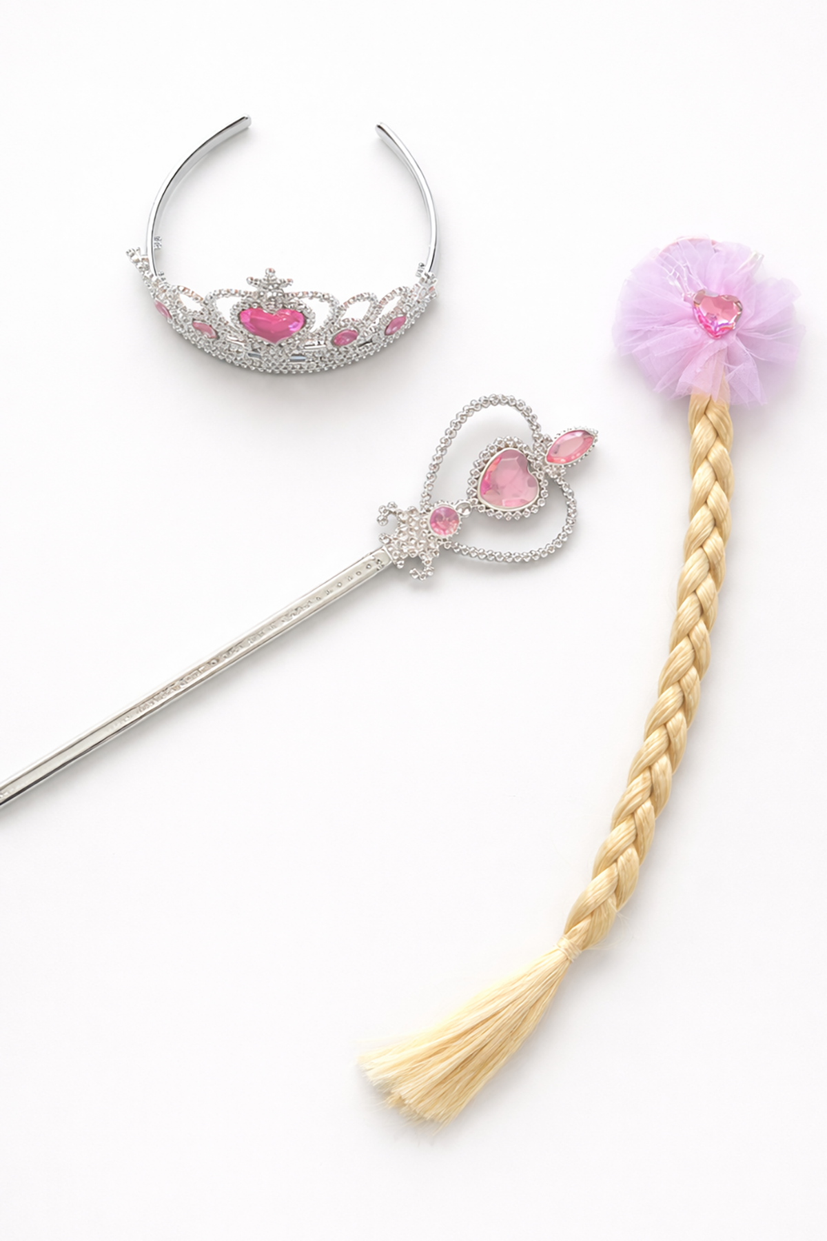 Pink tiara, wand and braided clip set