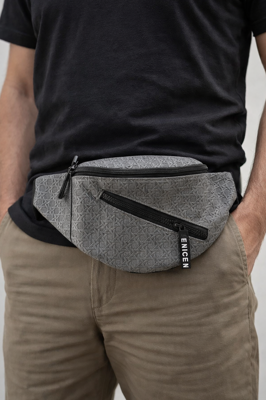 Grey water-resistant belt bag