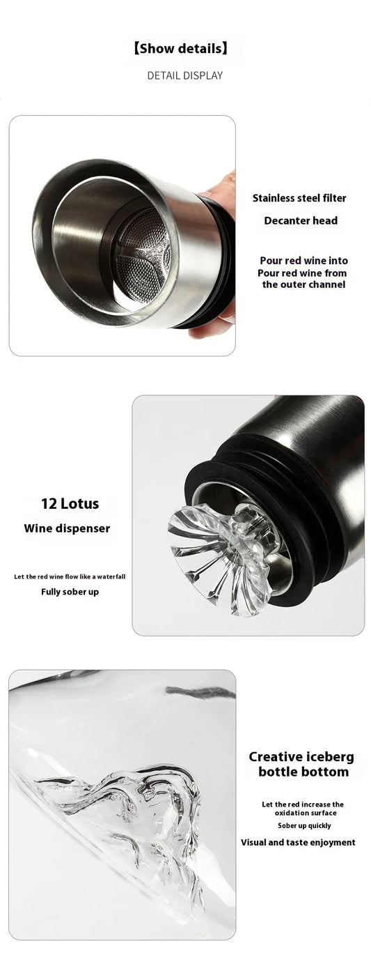 Decanter with wine poured