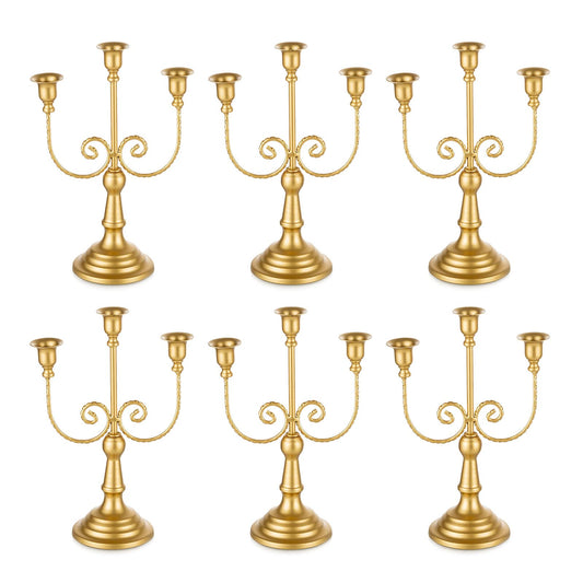 Three-arm gold candelabra