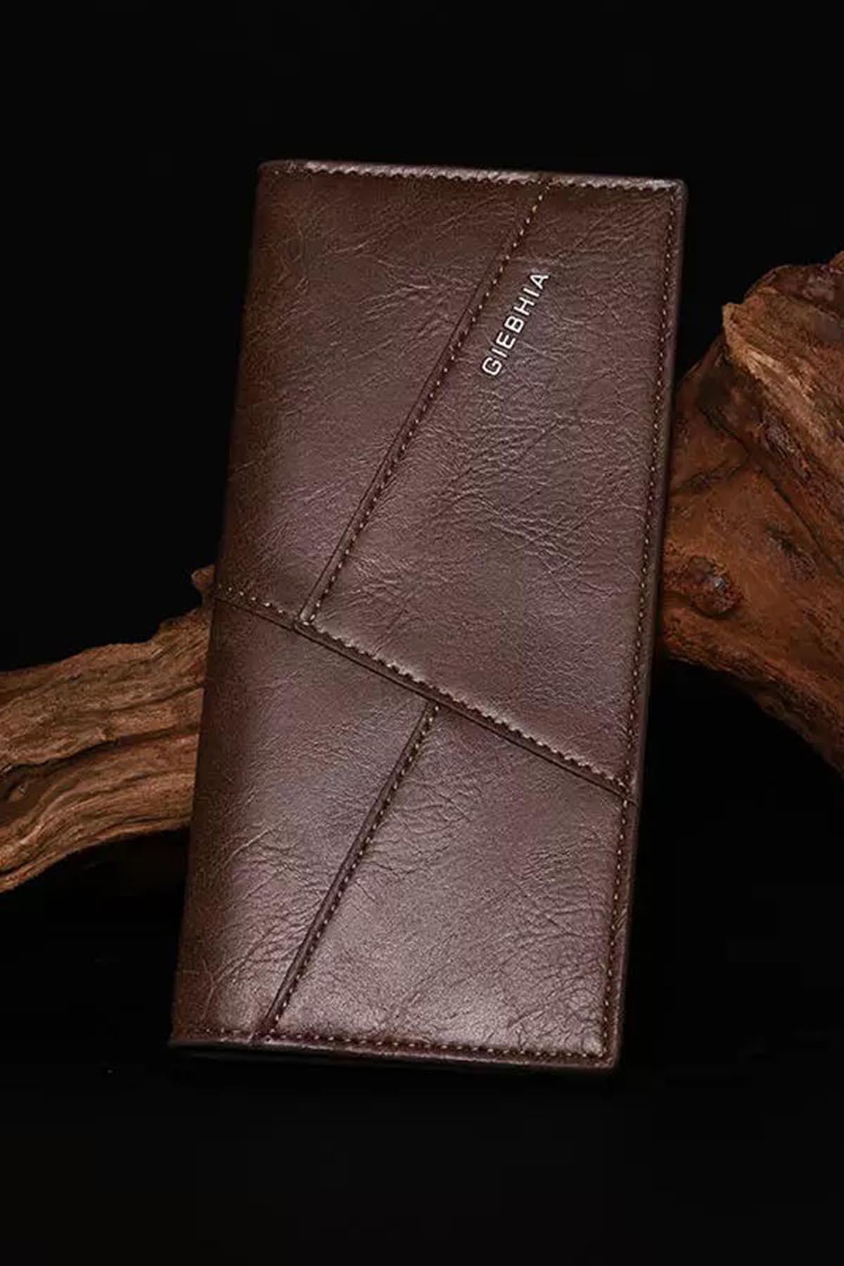 Dark brown full grain leather wallet
