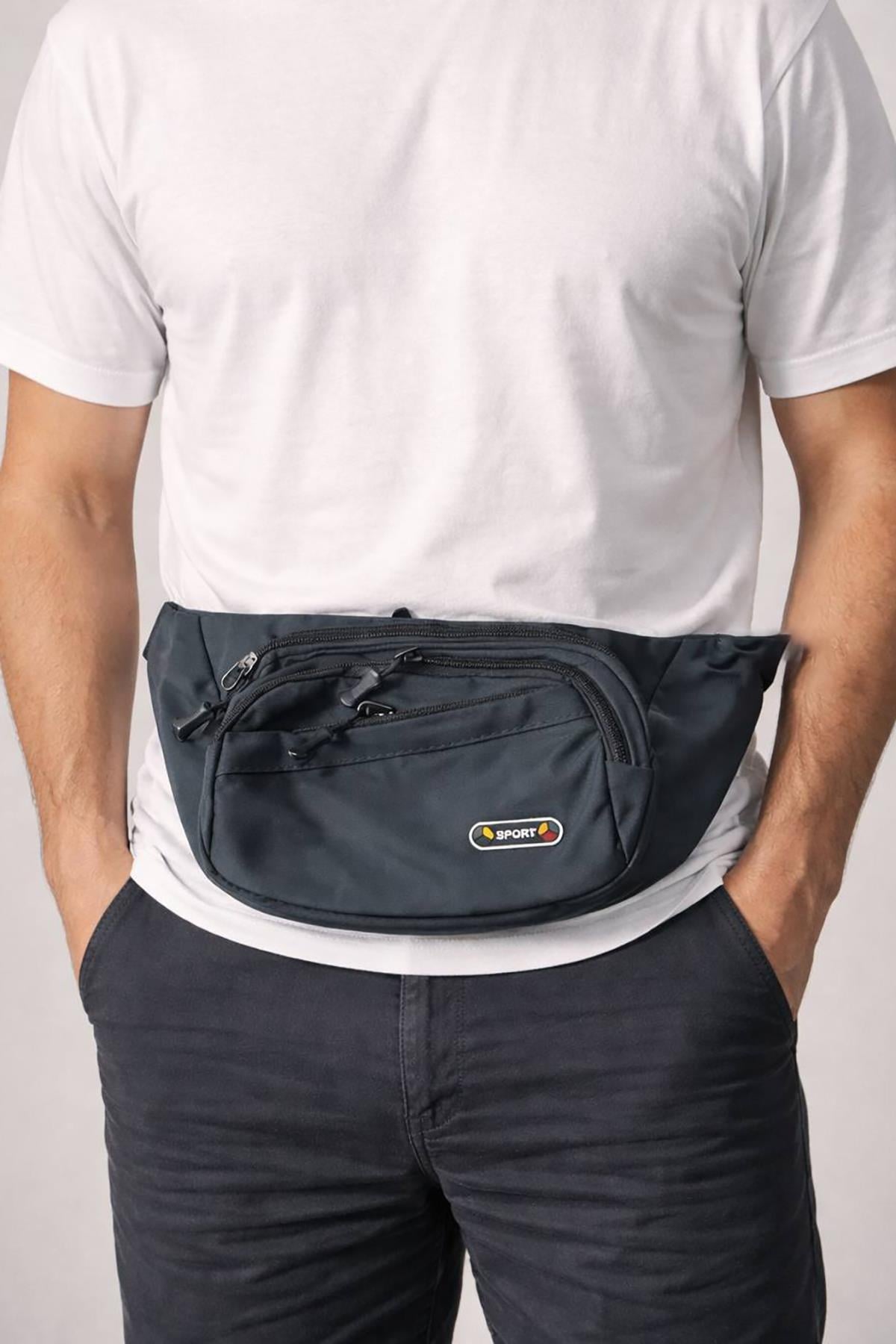 Dark navy water-resistant belt bag