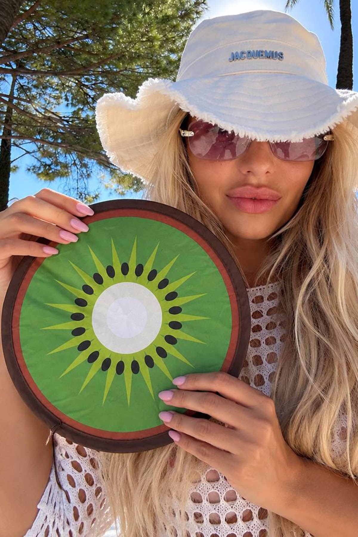 Folding hand fan, kiwi print