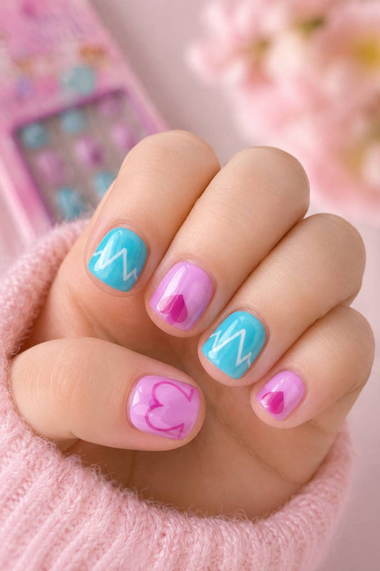 Children's press-on nails, mixed pattern