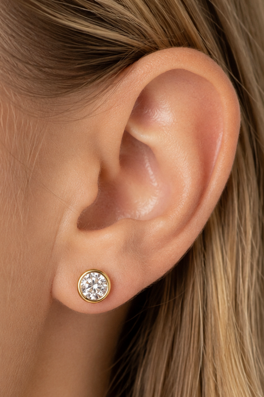 Gold-tone stone-set drop earrings