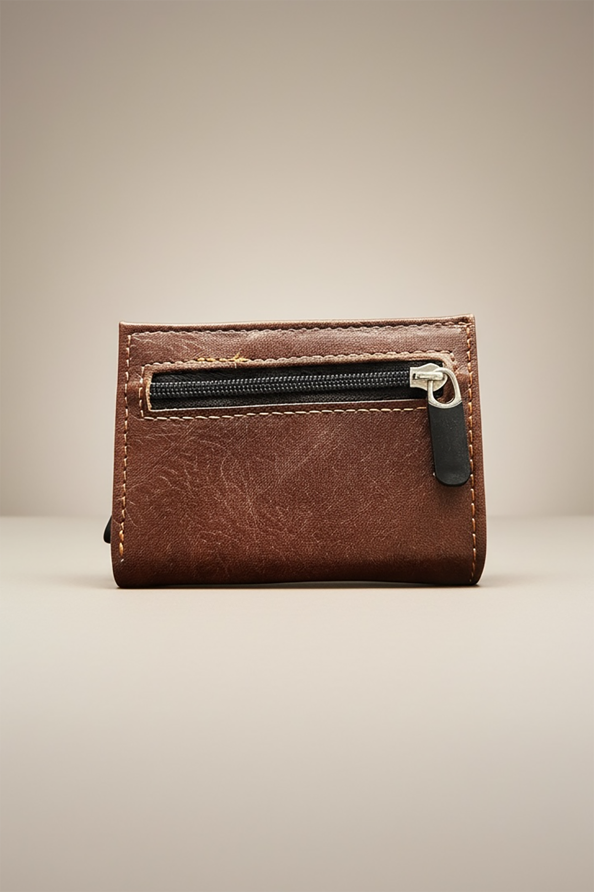 Brown slim leather card holder