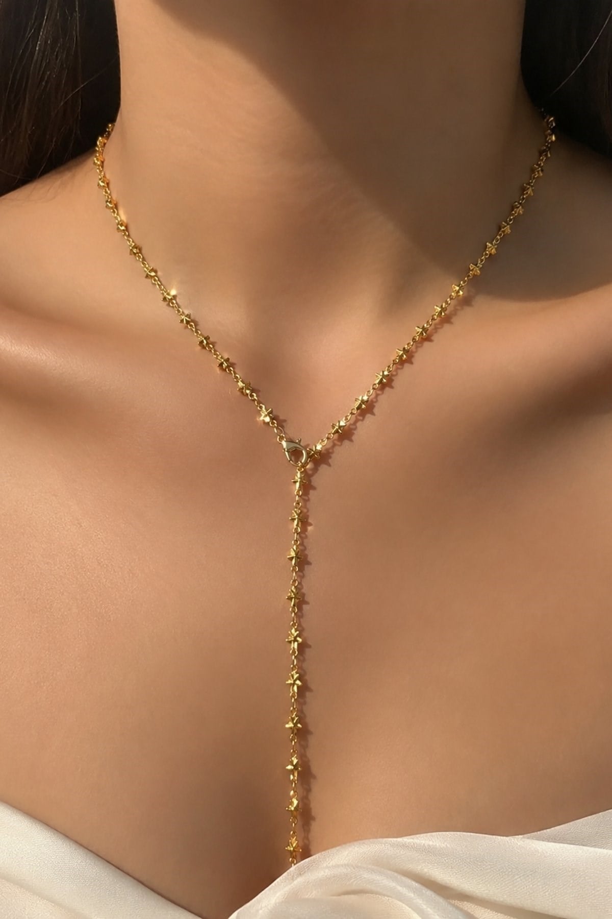 Steel Y-necklace with star motif