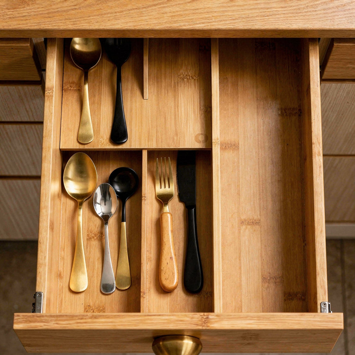 Expandable bamboo drawer organiser