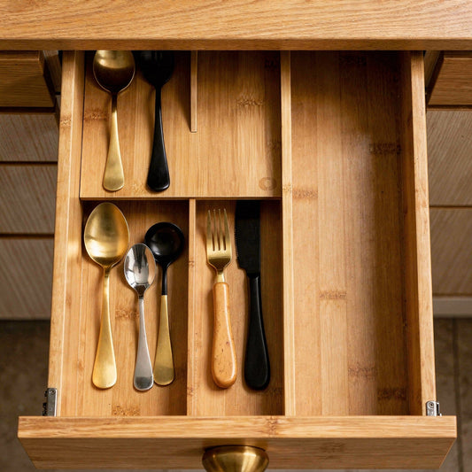 Expandable bamboo drawer organiser