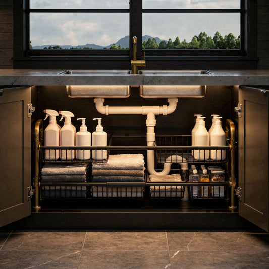 Two-tier expandable under-sink organiser