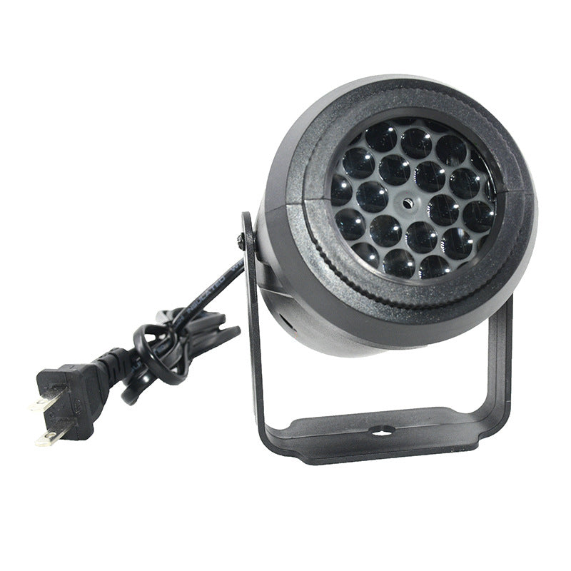 Front of the snowflake projector showing the LED array