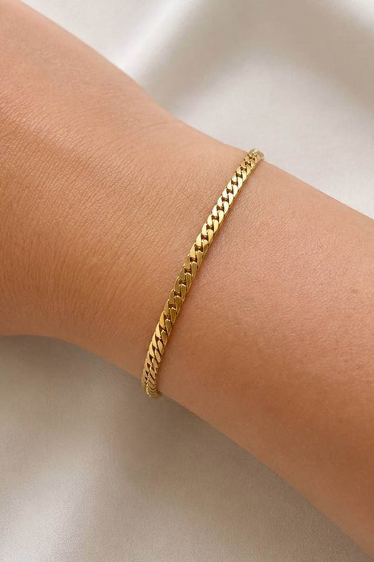 Gold-tone steel chain bracelet