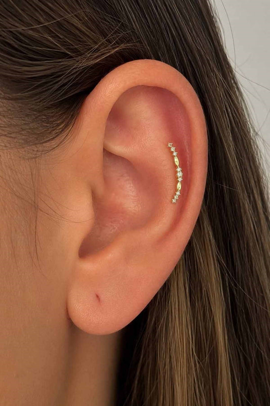 Gold-tone stone-set tragus stud