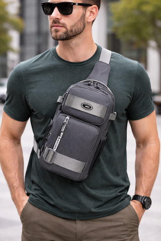 Grey crossbody shoulder bag