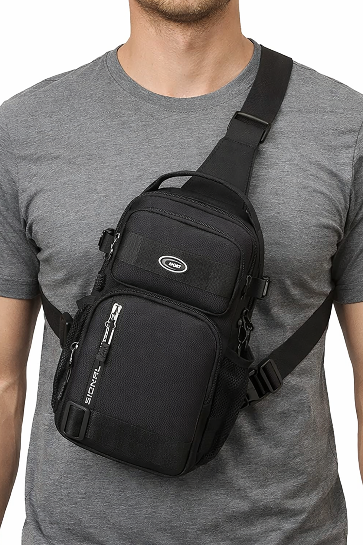 Black crossbody shoulder bag