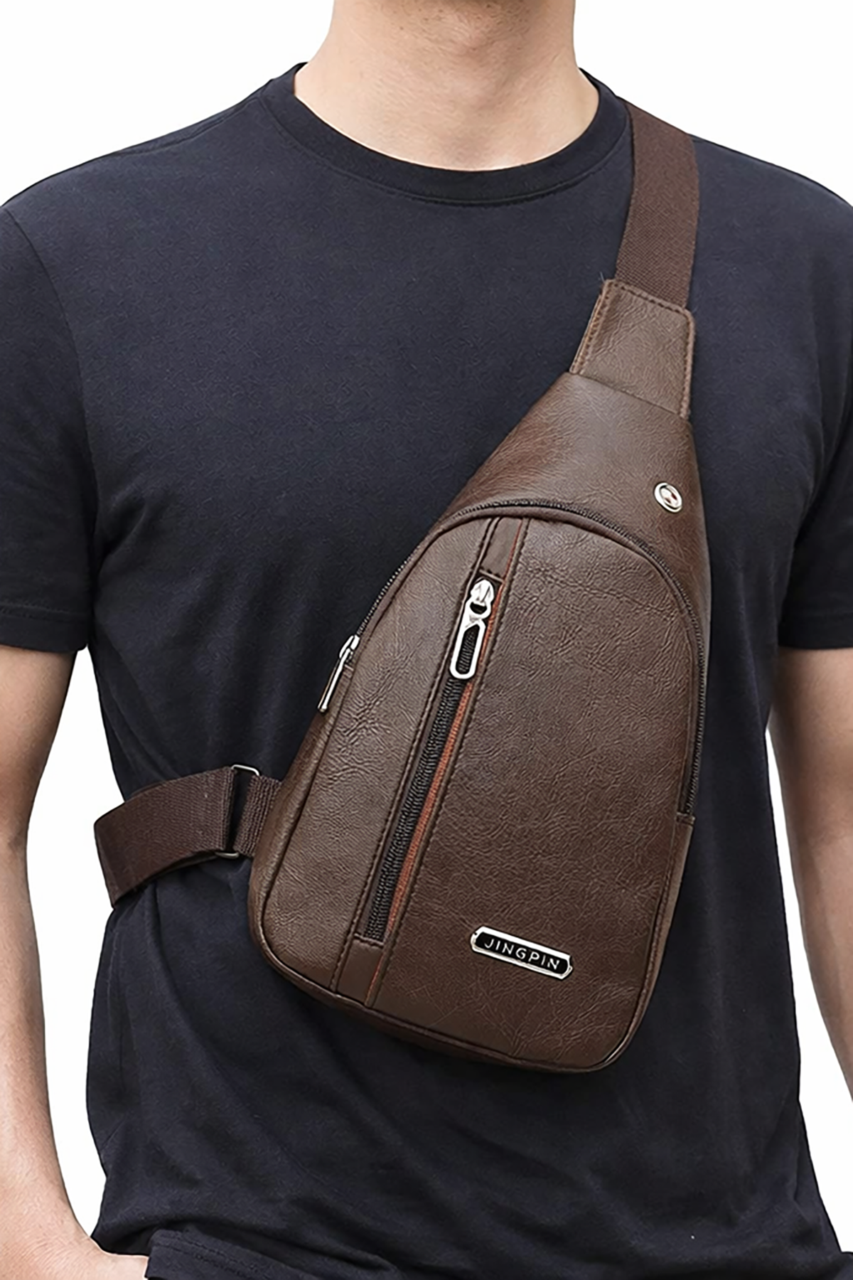 Dark brown crossbody shoulder bag