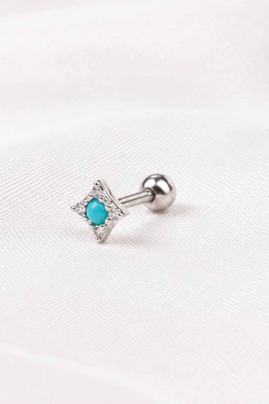 Silver-tone blue stone tragus stud