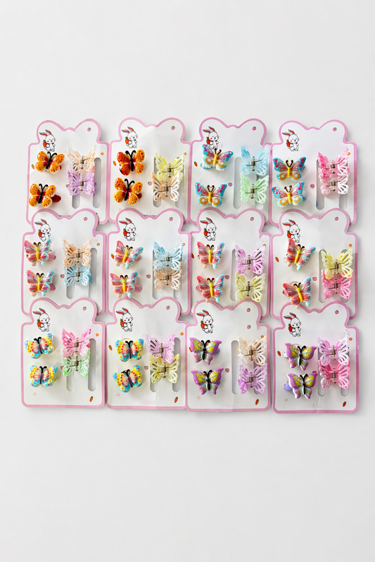 Butterfly hair clip set, mixed colours