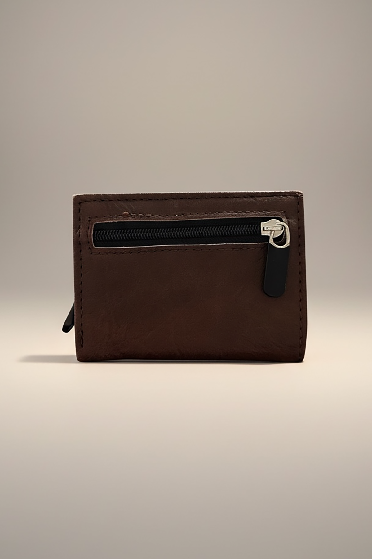 Dark brown slim leather card holder