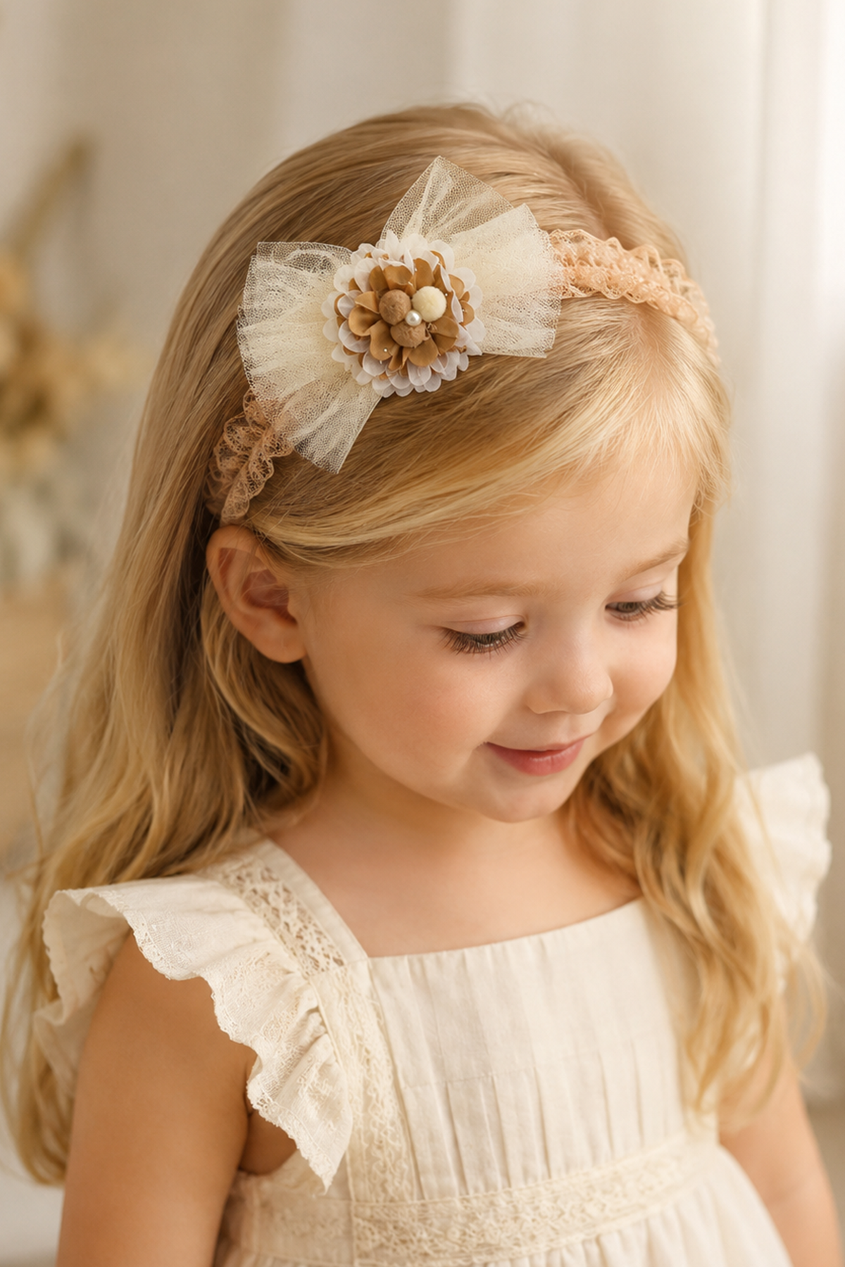 Mixed flower and tulle children's headband