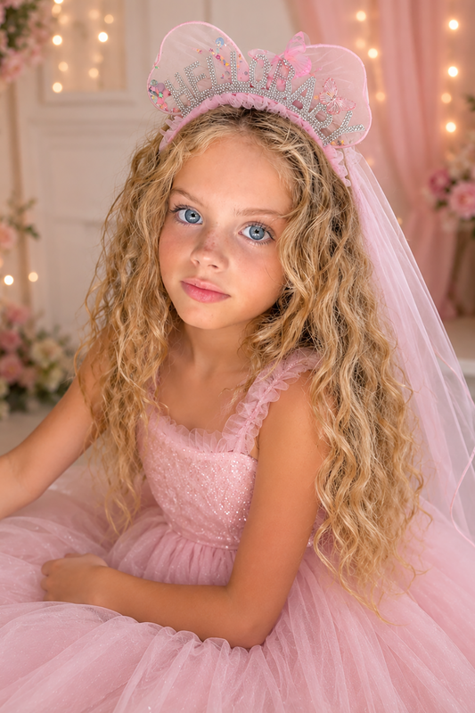 Pink Hello Baby tulle tiara