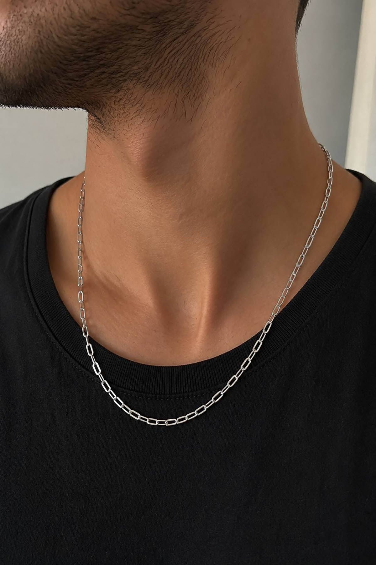 Steel chain necklace, box link