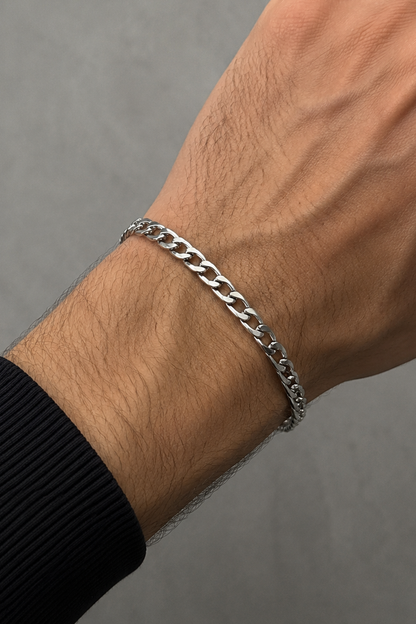 Steel chain bracelet, heavy box link