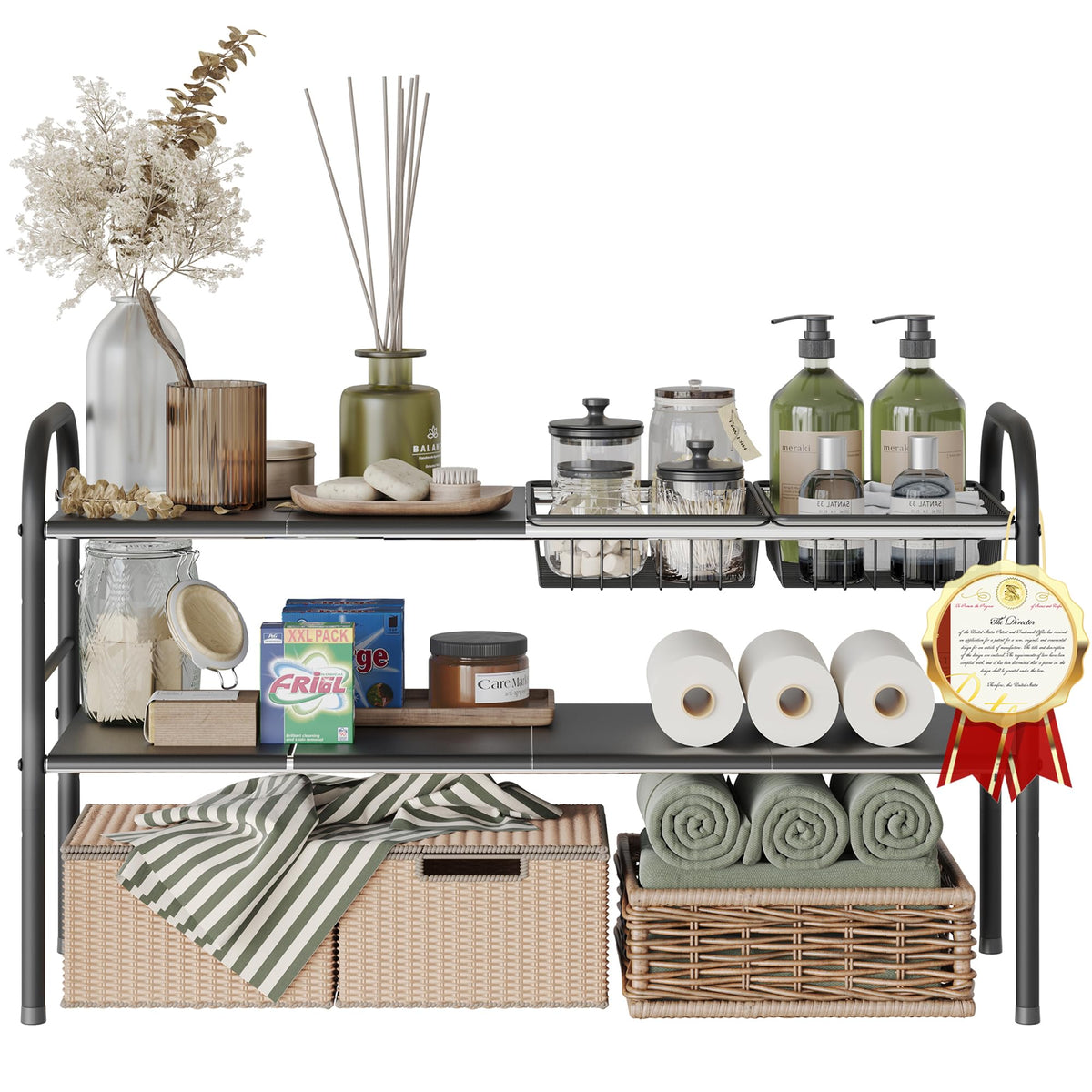 Under-sink organiser, two-tier design