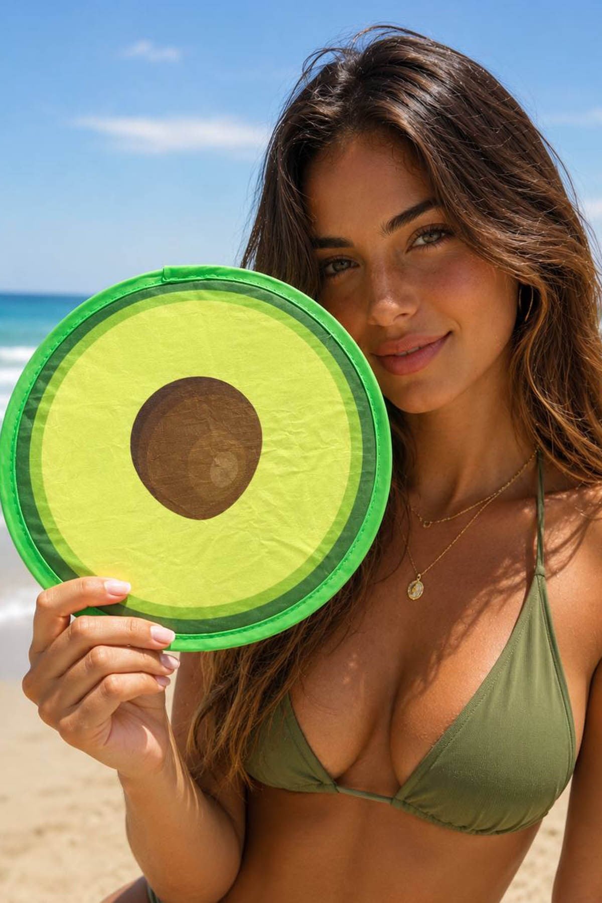 Folding hand fan, avocado print