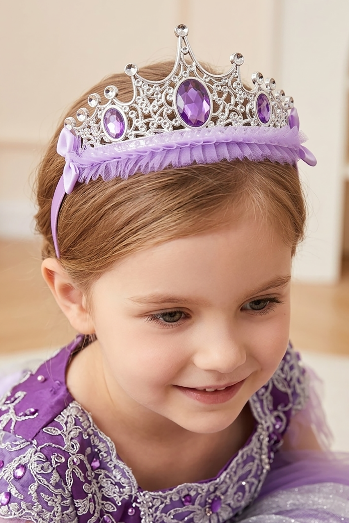 Purple stone-detail children's tiara