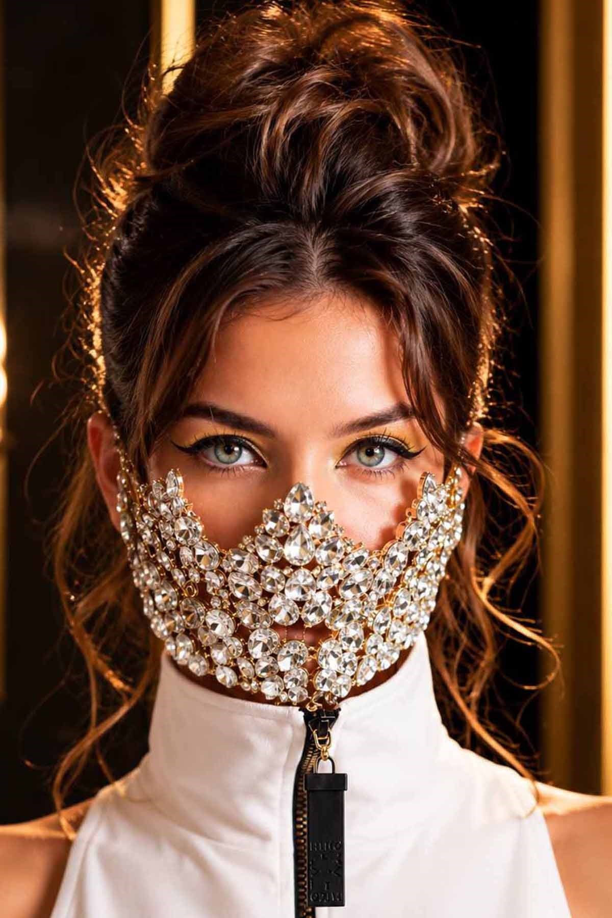 Gold stone-set masquerade mask