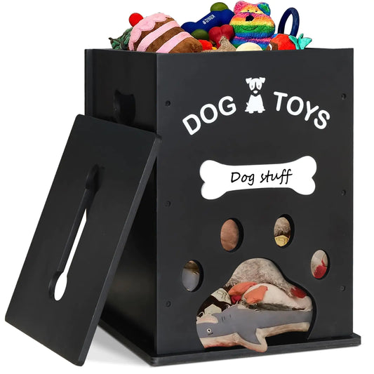 Woven rope basket holding pet toys
