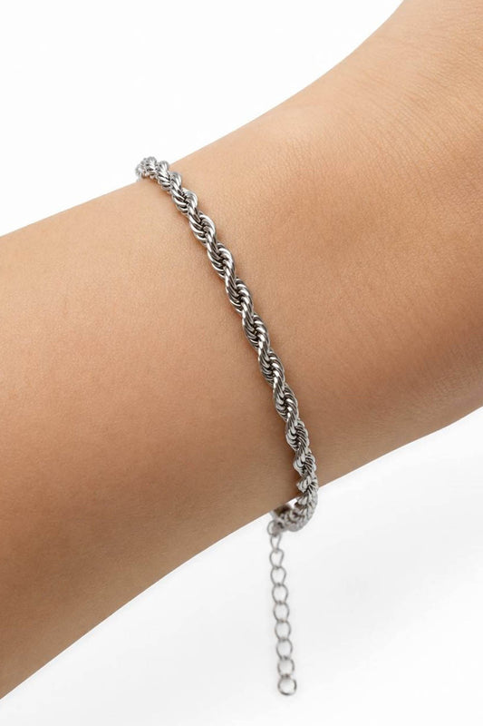 Silver-tone steel chain bracelet
