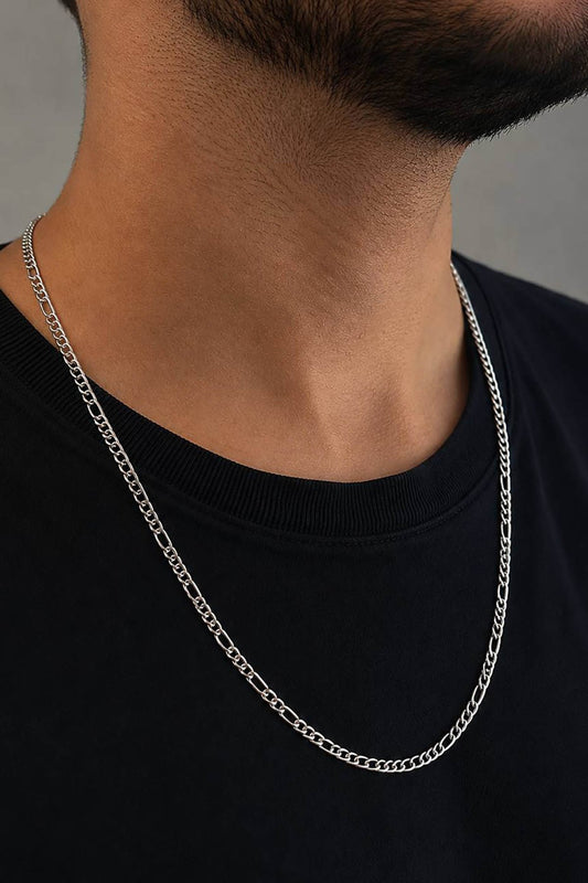 Steel chain necklace, curb link