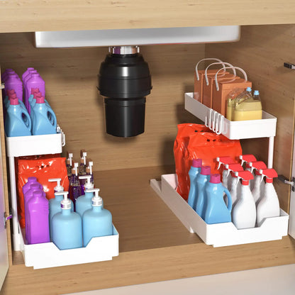 Under-sink organiser with sliding baskets