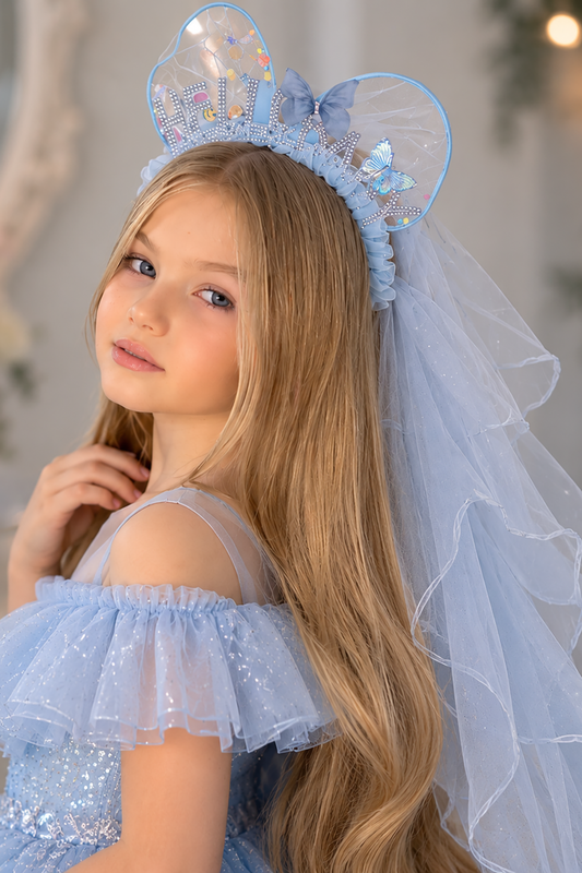 Blue Hello Baby tulle tiara