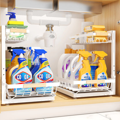 Under-sink organiser in a cupboard