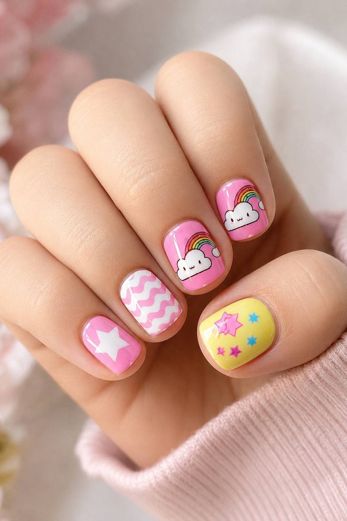 Children's press-on nails, mixed pattern