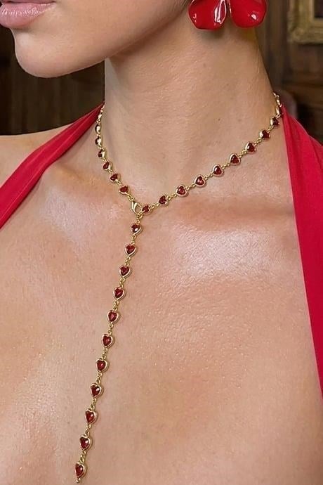 Steel Y-necklace with heart motif