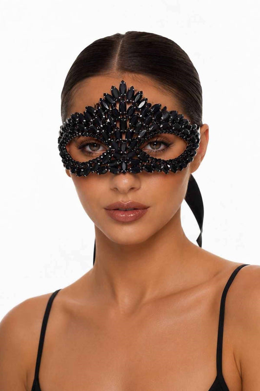 Black stone-set masquerade mask