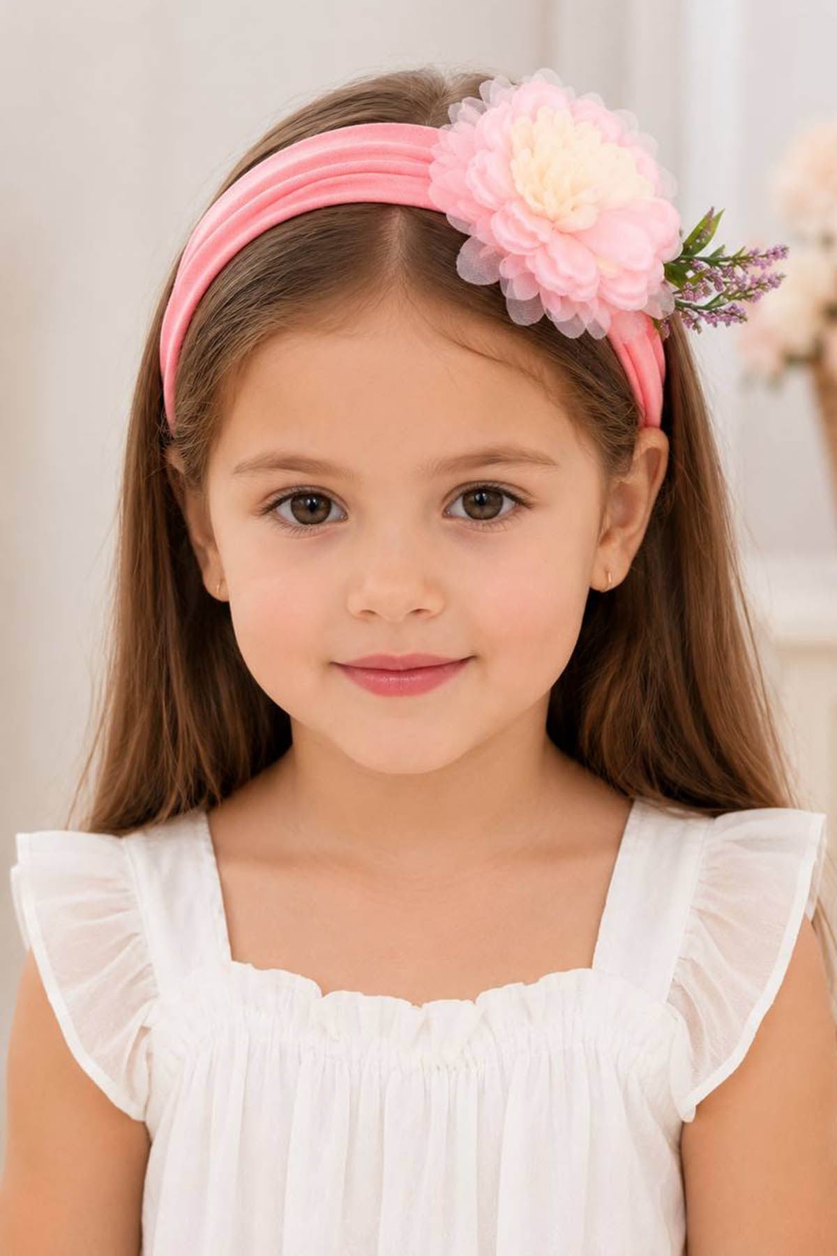 Pink flower children's headband