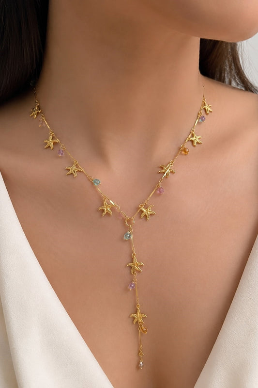 Steel Y-necklace with starfish motif