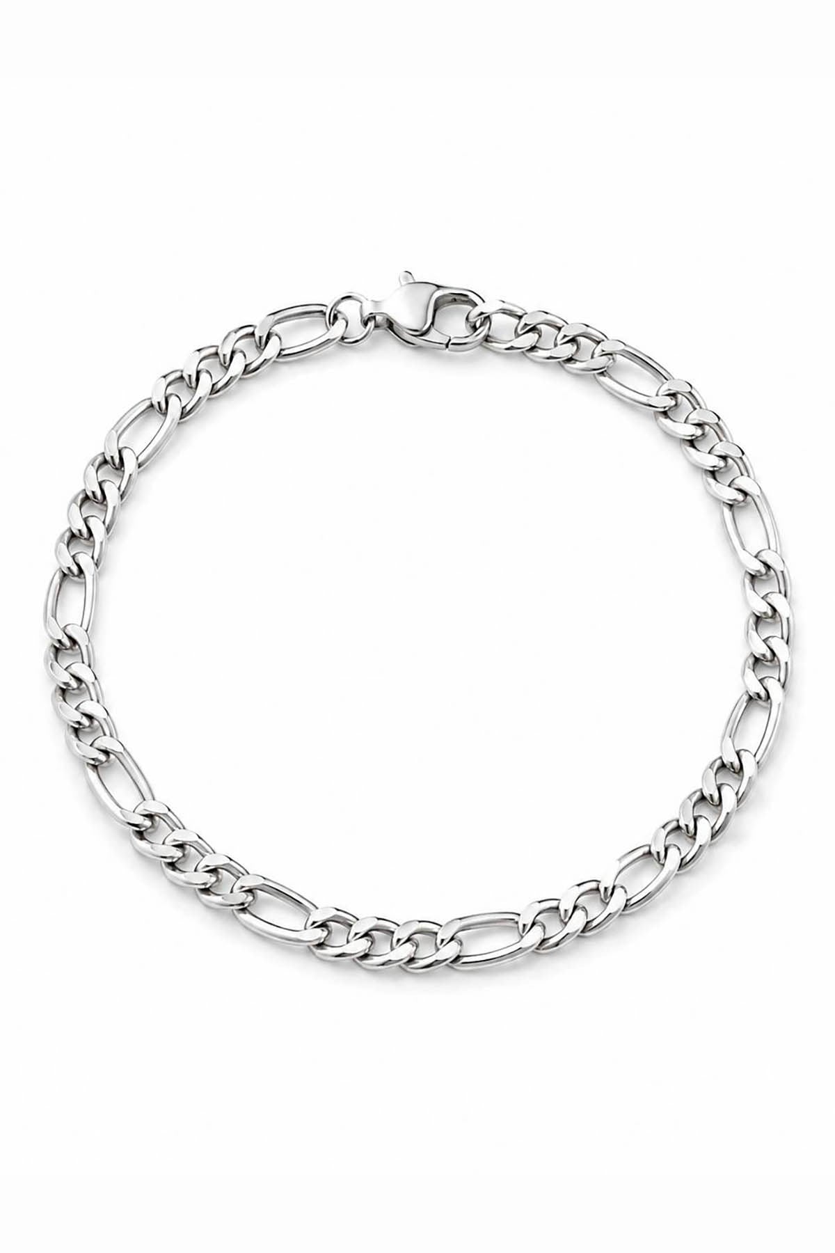 Steel chain bracelet, curb link