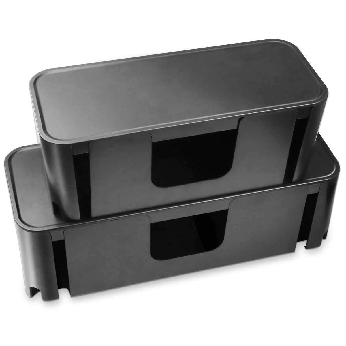 Cable management box beside media console