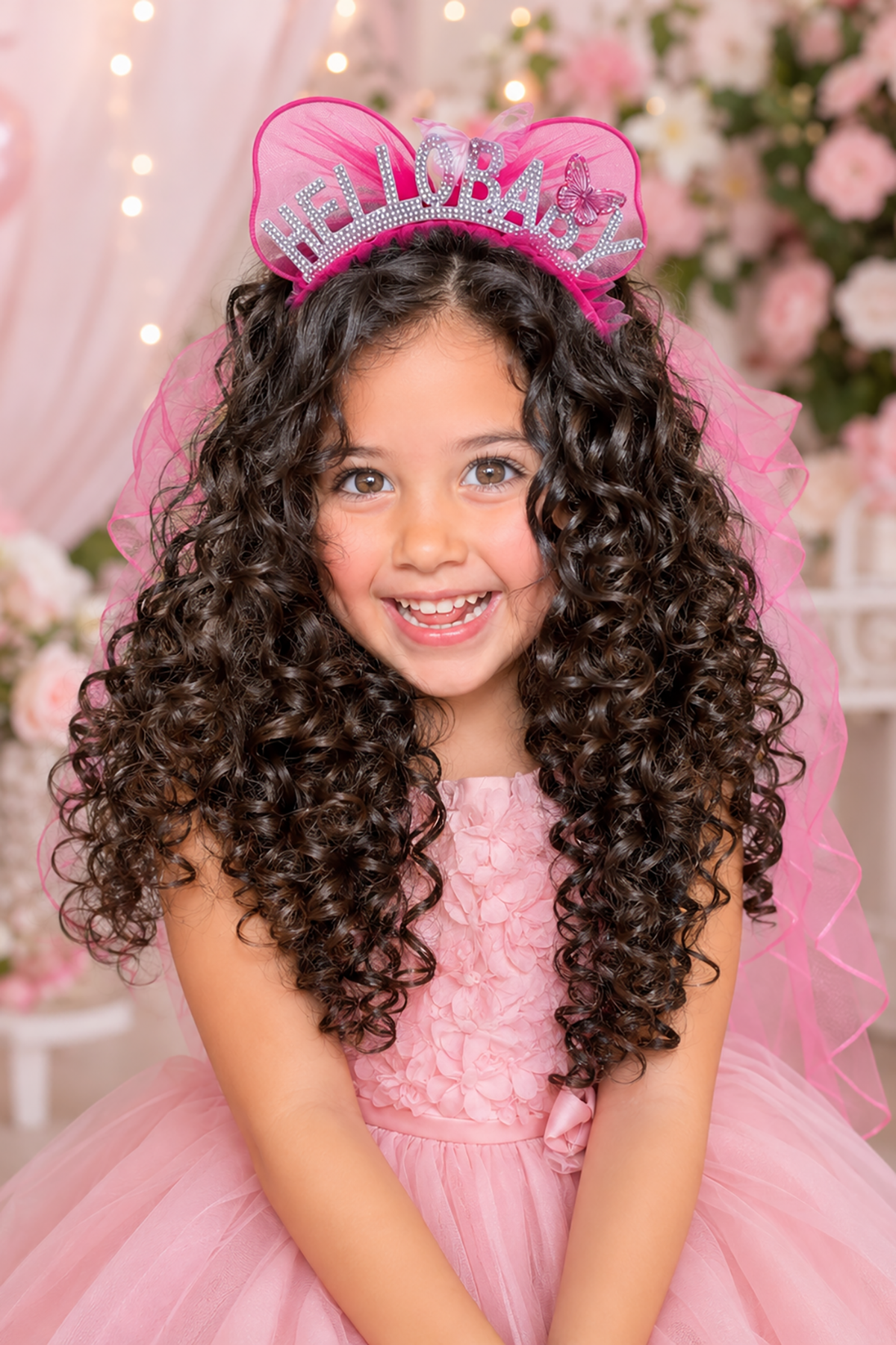 Fuchsia Hello Baby tulle tiara
